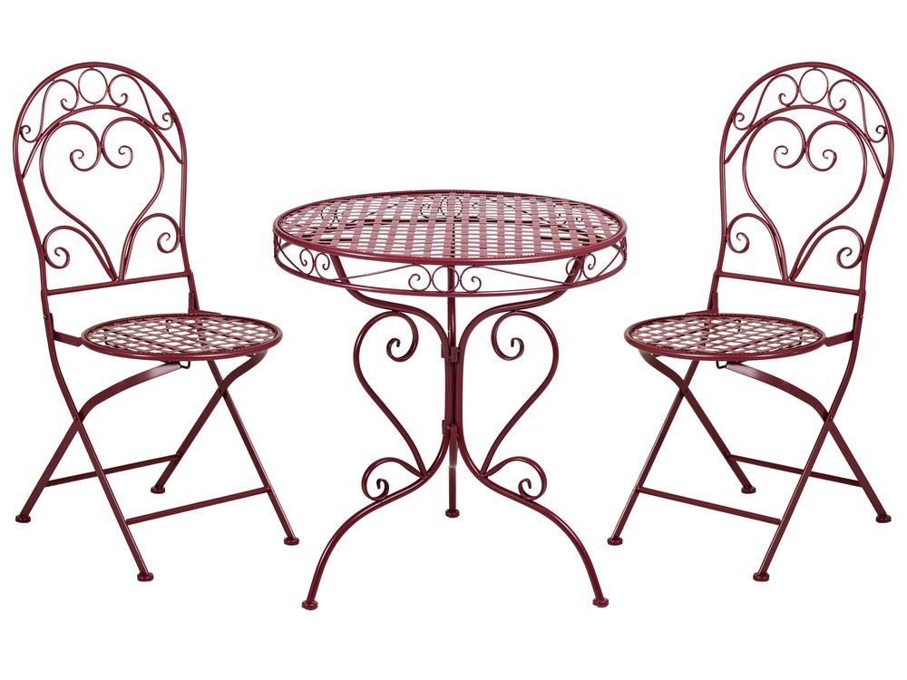 Bistro Set ALBINIA Metall Burgunderrot