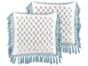 Set di 2 cuscini cotone bianco blu e grigio 45 x 45 cm PALLIDA_839366