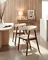 Set of 2 Dining Chairs MYLO Fabric Off-White/ Dark Brown