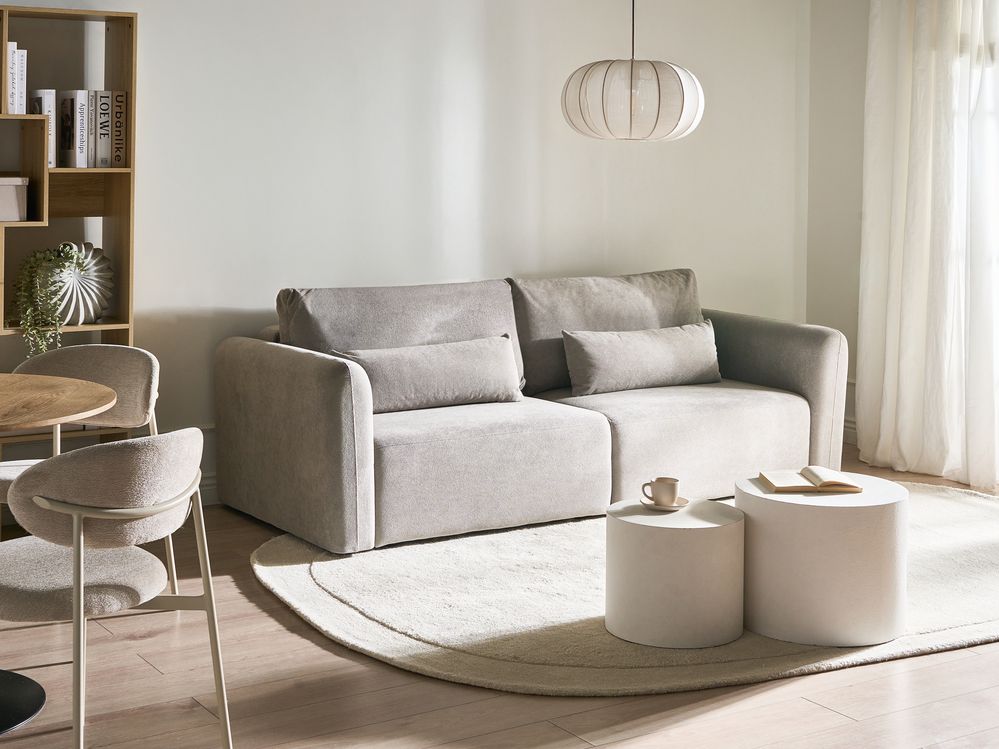 Schlafsofa 3-Sitzer VAXHOLM mit Stauraum Stoff Grau