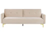 Sofa Bed 3 Seater LUCAN Velvet Beige_810436