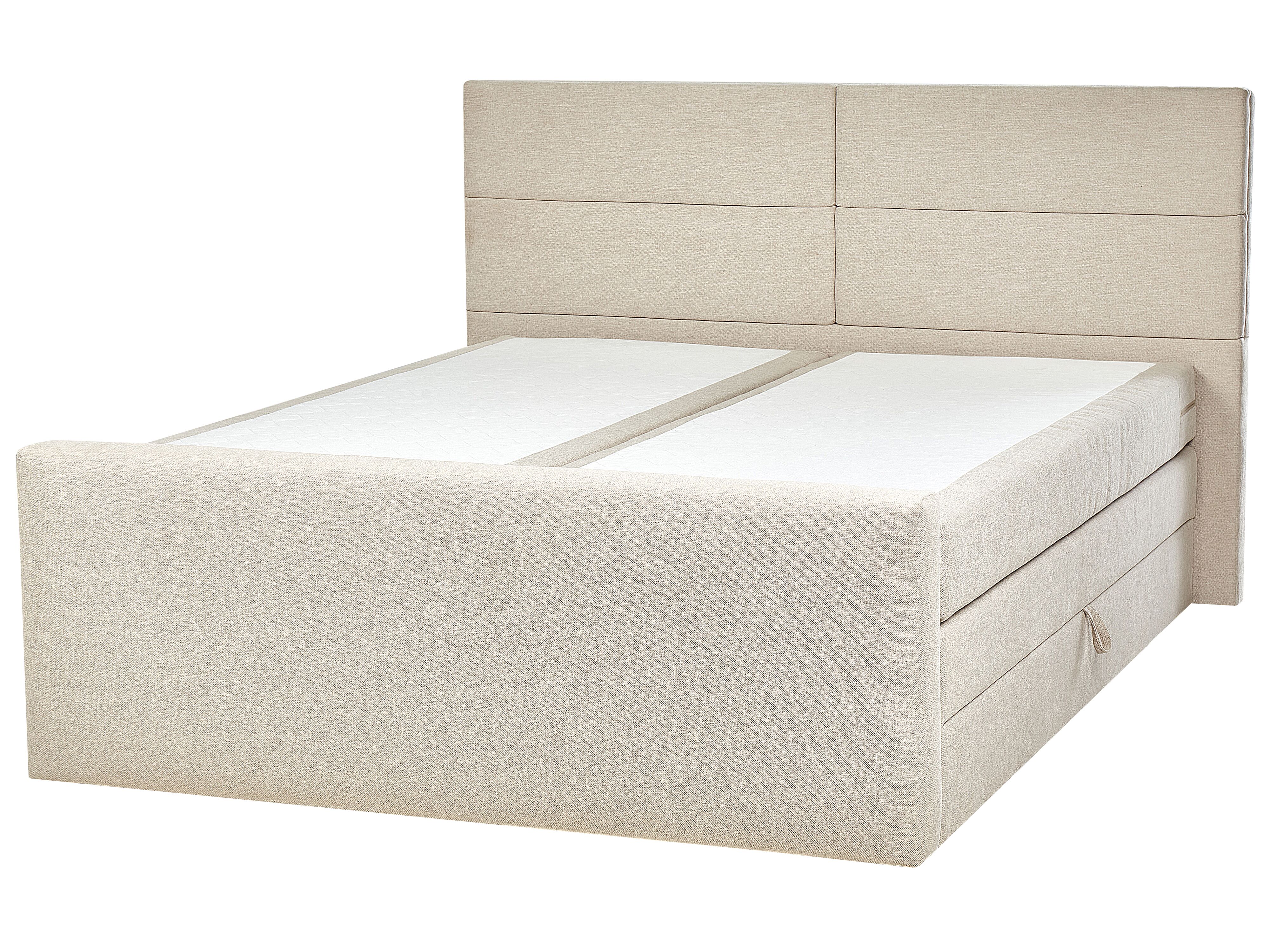 Lit boxspring avec rangement ARISTOCRAT Tissu Beige clair 180 x 200 cm_873775