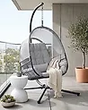 Sillón colgante con soporte ALVIANO Tela Gris claro