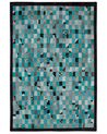  Tyrkysový / šedý kožený koberec 160 x 230 cm NIKFER_758313