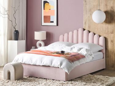 Velvet EU Super King Size Ottoman Bed Pink VINCENNES