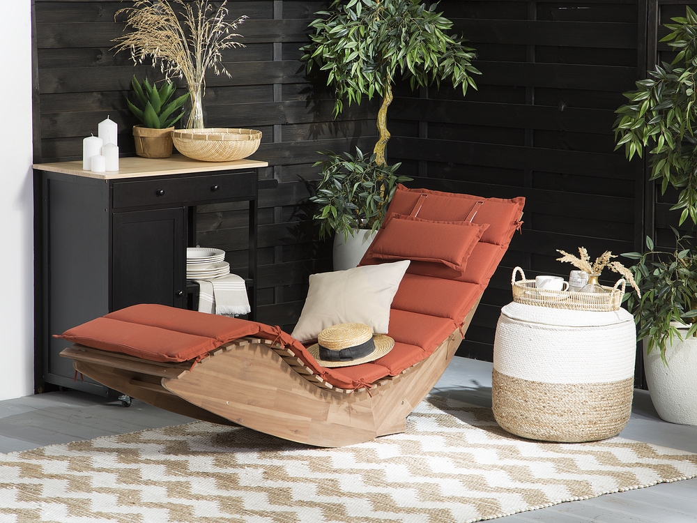 Sun Lounger Pad Cushion Red BRESCIA Beliani.cz