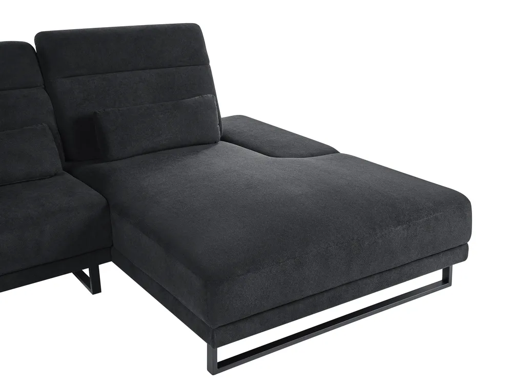 Corner Sofa 4 Seater IKAST Fabric Black Left Hand_959789