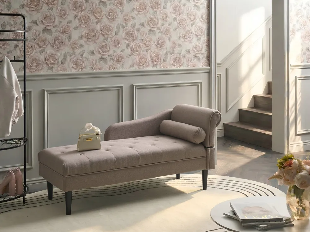 Right-Hand Chaise Longue YVOIRE Fabric Taupe