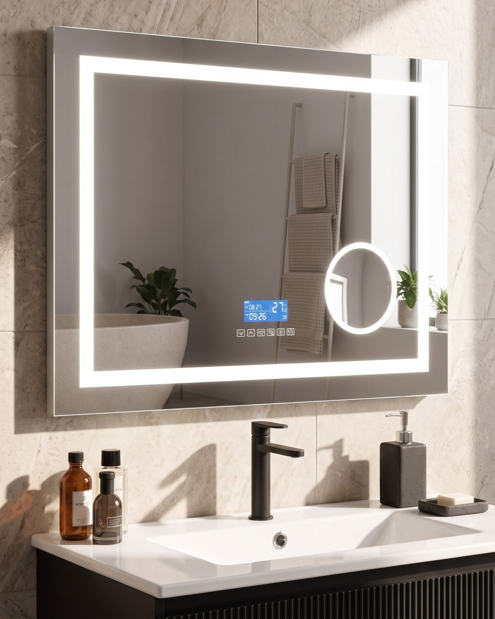 LED Bathroom Mirror THAIX 80 cm 60 cm Silver