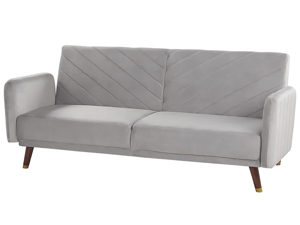 Sofa Bed 3 Seater SENJA Velvet Light Grey_818047