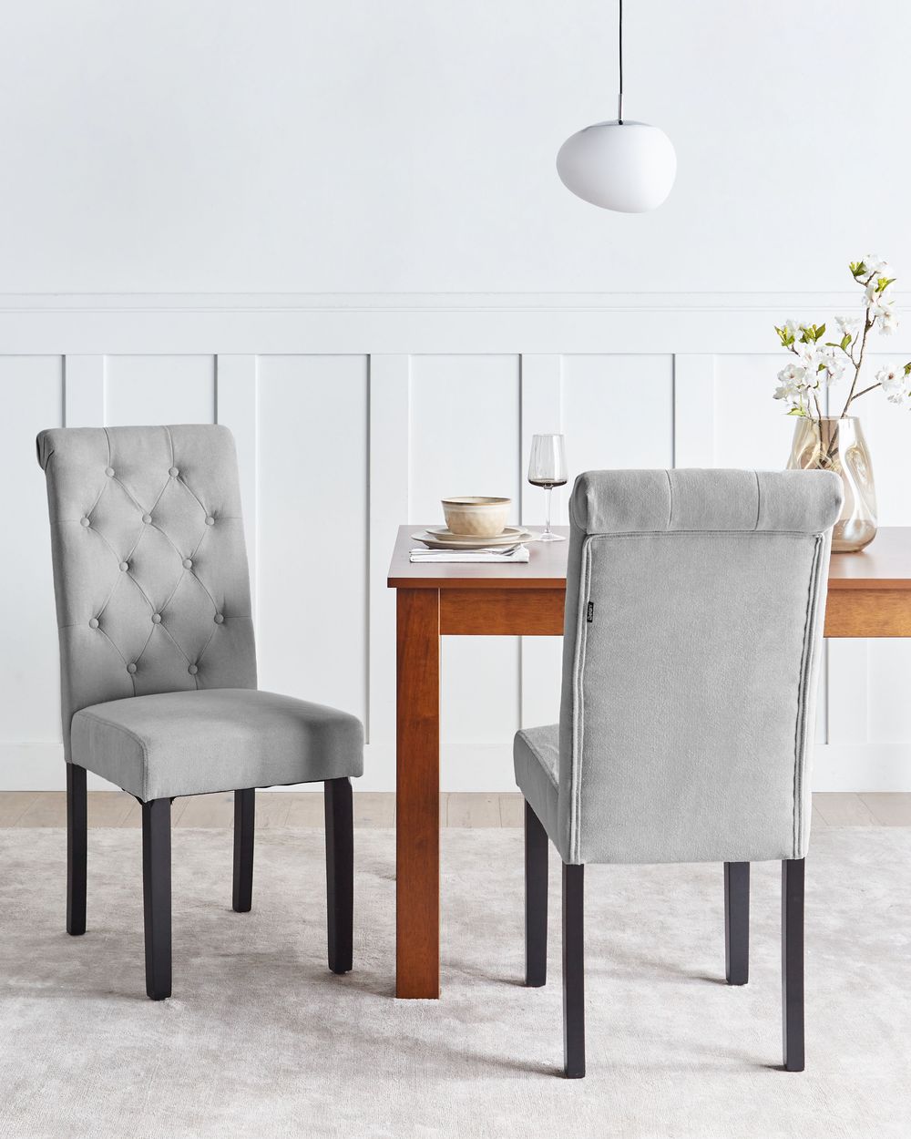 Set van 2 eetkamerstoelen VELVA Stof Grijs
