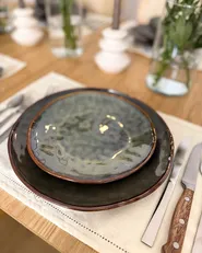 Set di 8 piattini da dessert THYME Gres porcellanato Verde scuro_1052625