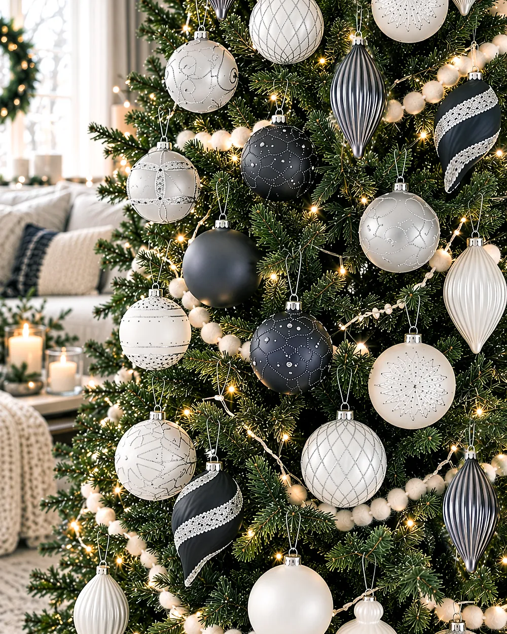 Weihnachtskugel 35er Set FROSTFALL Glas Grau
