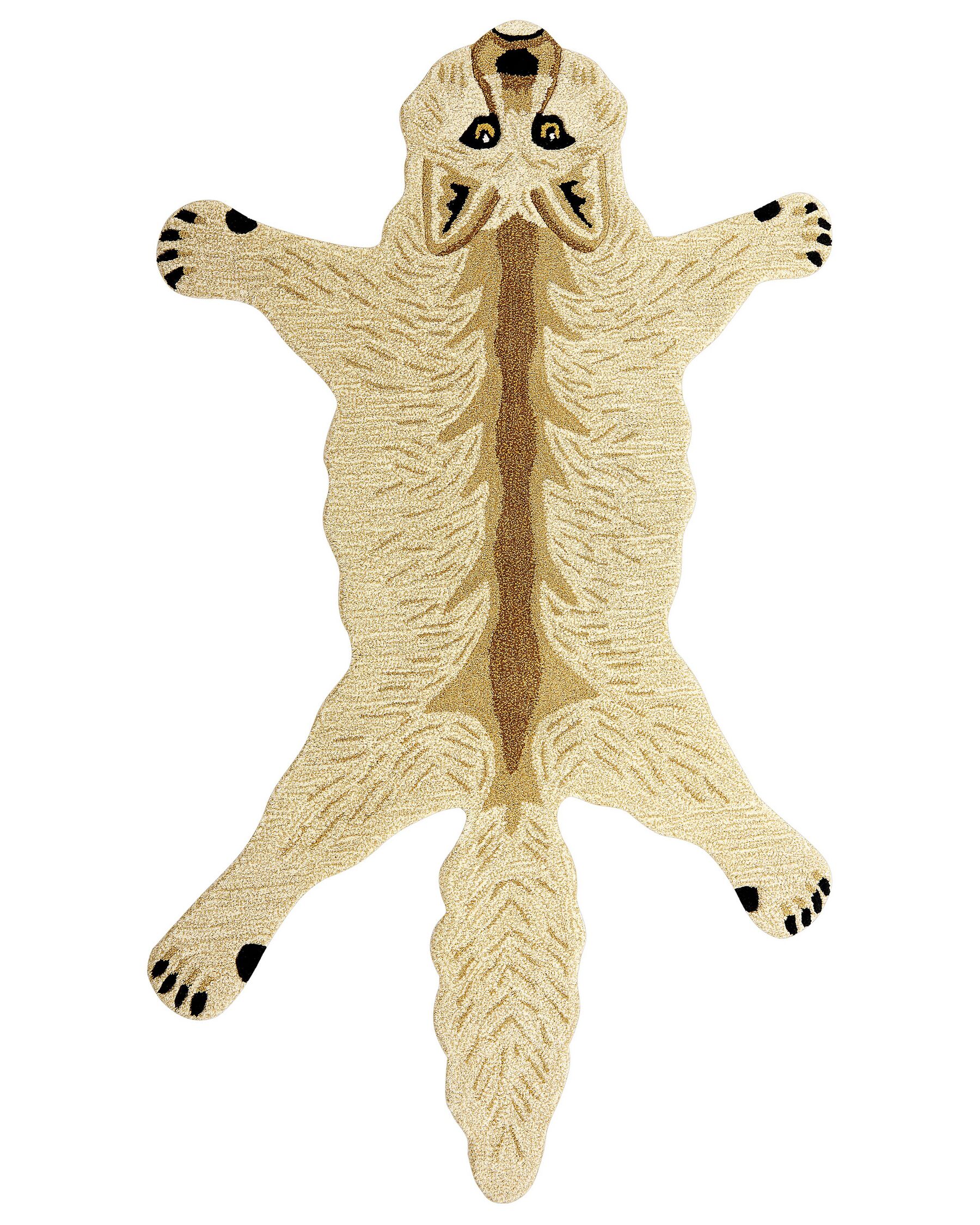 Tapete para crianças em lã creme impressão de lobo 100 x 160 cm BALTO_873874