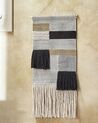 Veggdekorasjon 45 x 90 cm bomull beige/svart HANGU_886893