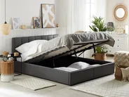 Ottoman Bed DREUX Faux Leather Dark Grey 160 x 200 cm (EU King Size)_793191