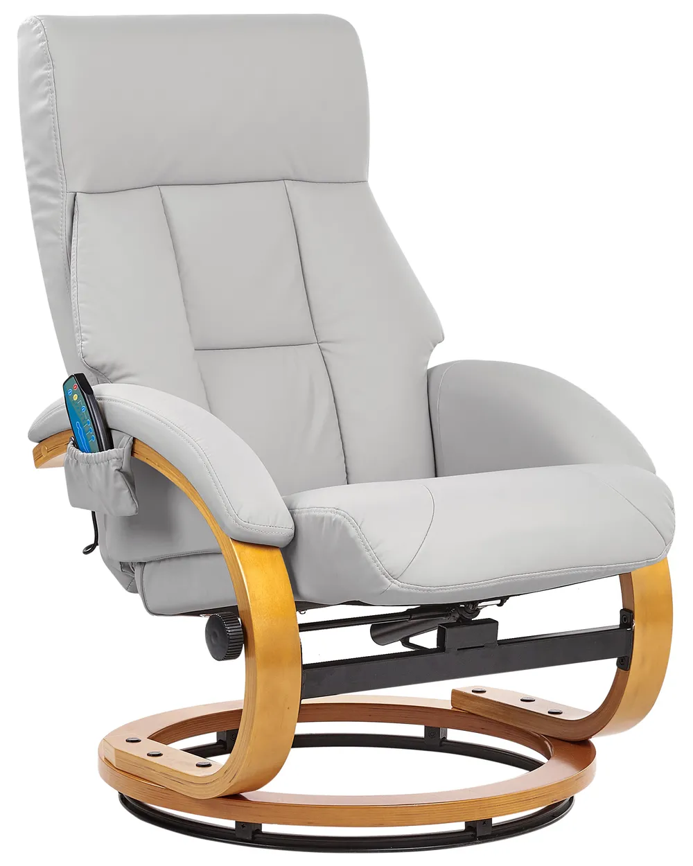 Massage Chair FORCE with Footstool Faux Leather Light Grey_965056