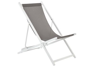 Folding Deck Chair Grey and White LOCRI II