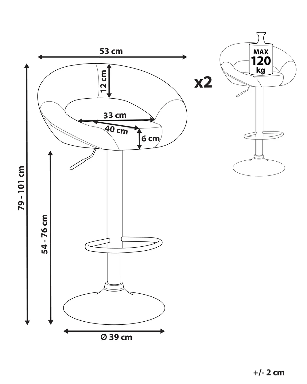 Set di 2 sedie alte PEORIA Pelle sintetica Bianco_818127