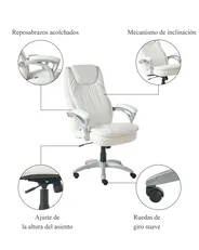 Silla ejecutiva CHIEF Piel sintética Blanco crema_995312