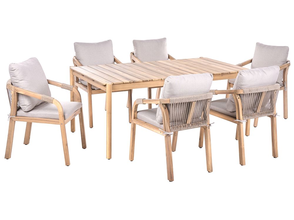 Conjunto de comedor exterior 6 plazas MANADO / SUMBA Madera de acacia Marrón claro