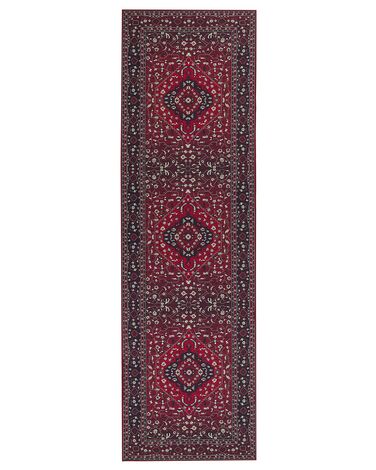 Teppich rot orientalisches Muster 60 x 200 cm Kurzflor VADKADAM
