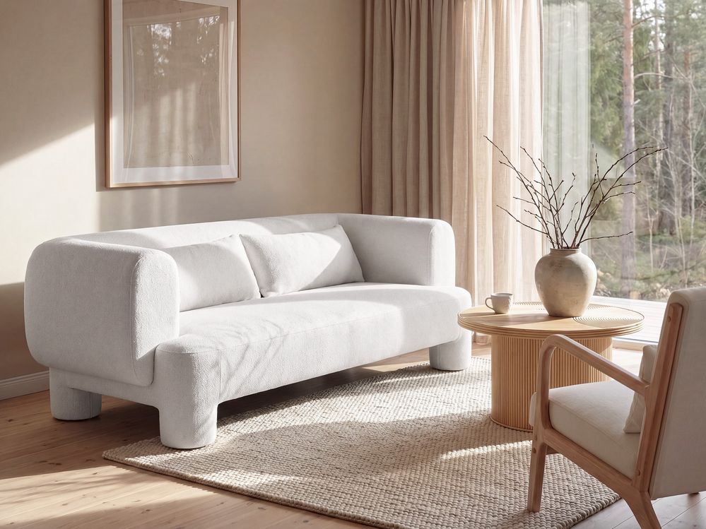 Sofa 3-Sitzer HOGBO Stoff Weiß