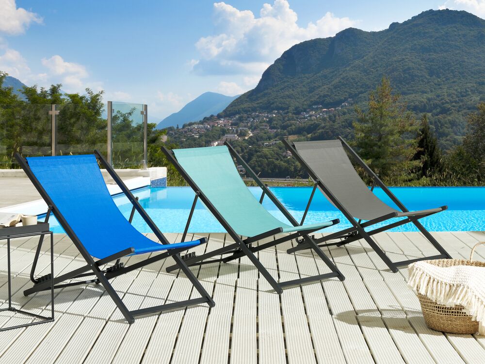 Folding Deck Chair LOCRI II Metal Turquoise