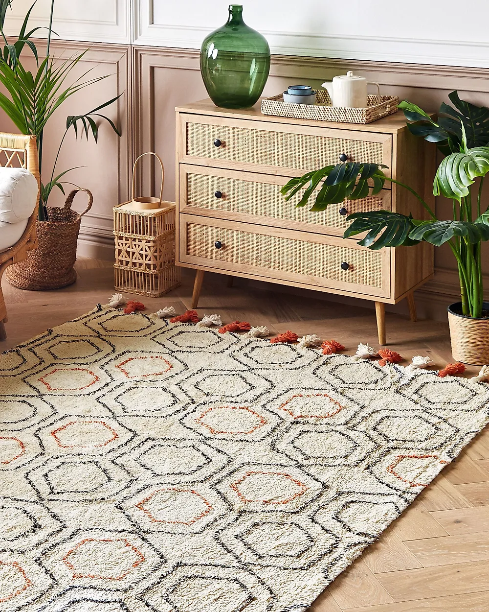 Tappeto HAJIPUR Beige 160 x 230 cm Cotone_1179238