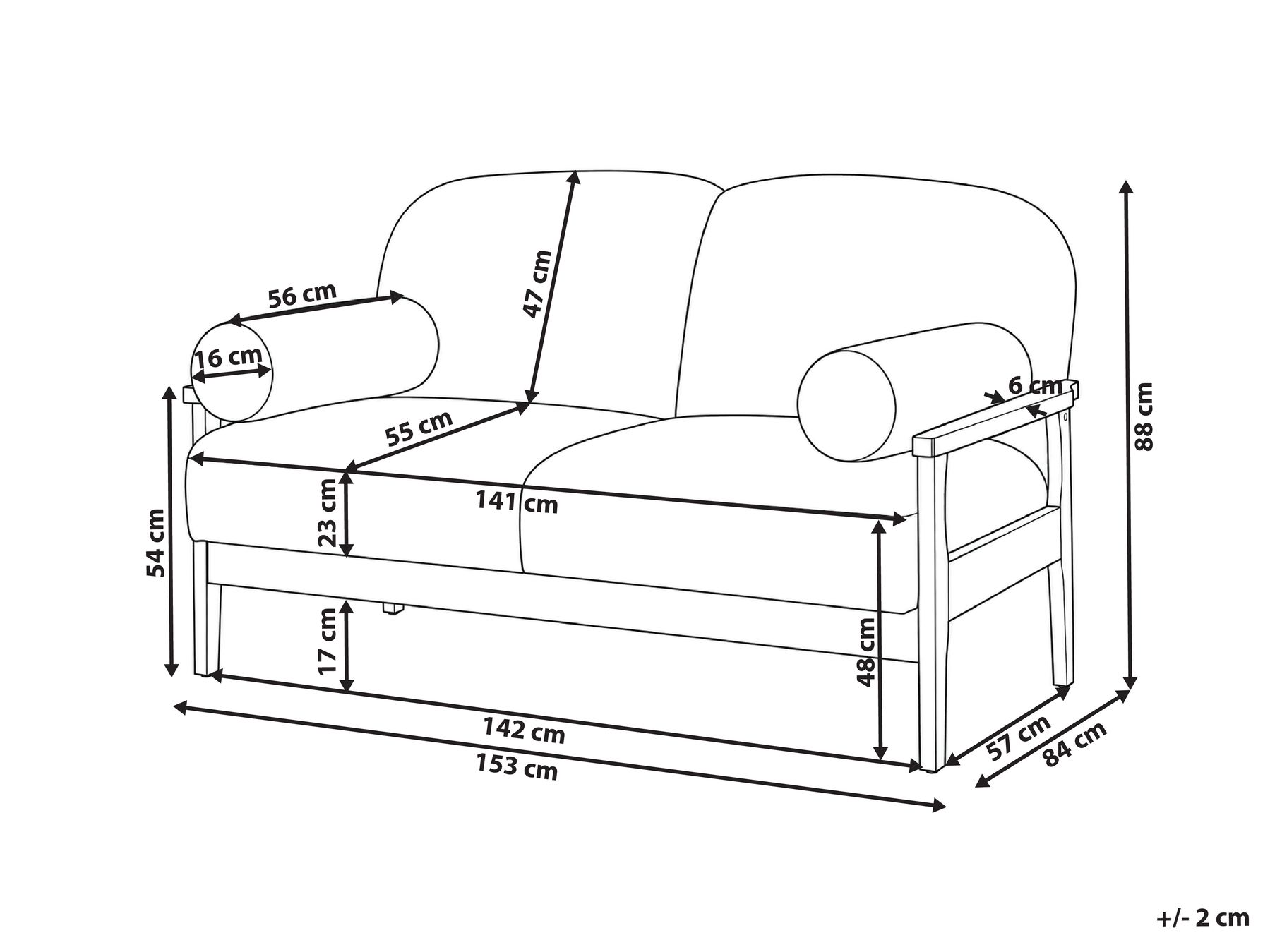 Sofa dla 2 osób PILARNE Zielony_1159638