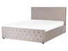 Zamatová posteľ s úložným priestorom 160 x 200 cm sivobéžová AMIENS_914351