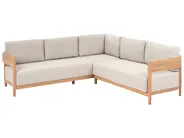Garden Corner Sofa with Table 5 Seater SAMPIERI Metal Light Brown Left Hand_1000051