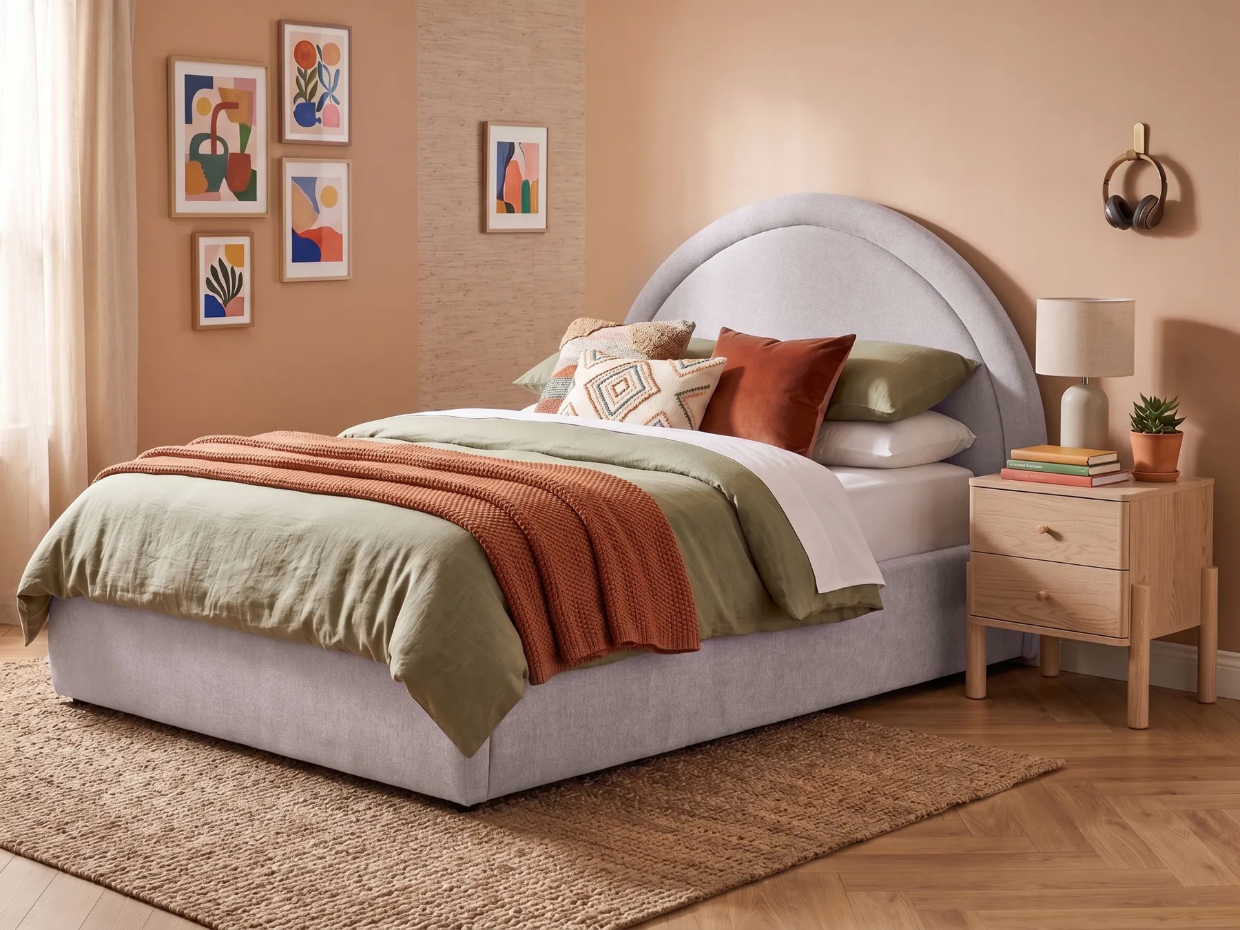 Letto contenitore MOUZON Ciniglia Tortora 140 x 200 cm_1074291