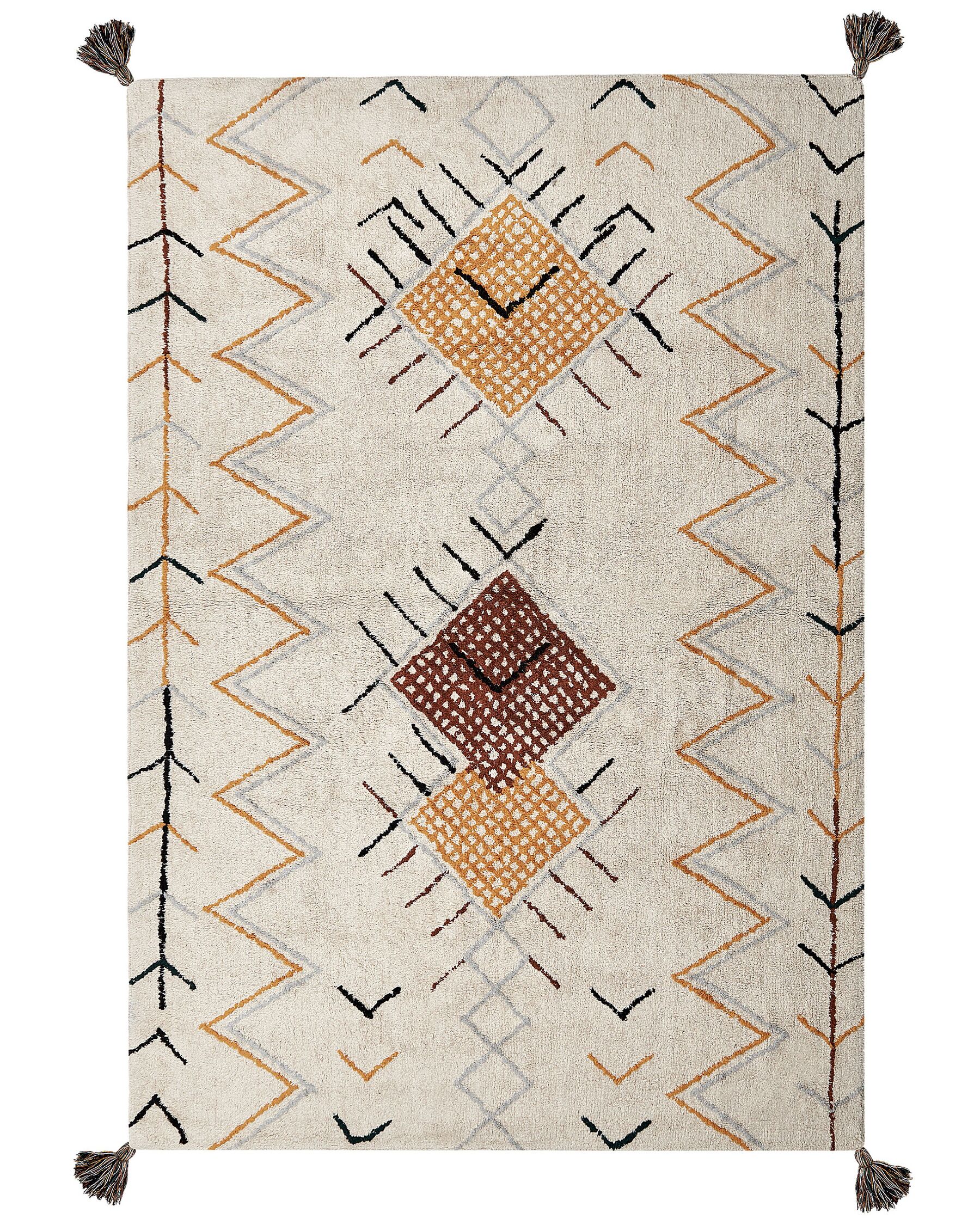 Teppich Baumwolle beige 160 x 230 cm geometrisches Muster Kurzflor BOLAY_839814