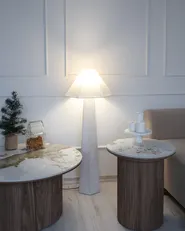 Floor Lamp DEMBI Faux Linen Light Beige_1039304