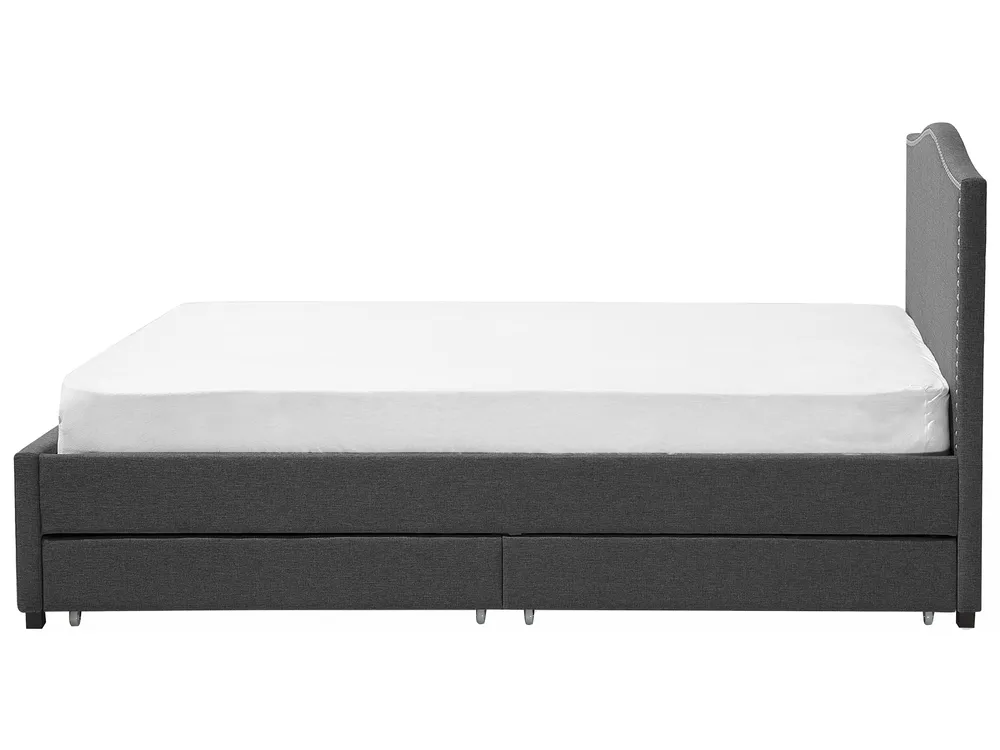 Bed with Storage Drawers MONTPELLIER Fabric Dark Grey 180 x 200 cm (EU Super King)_709558