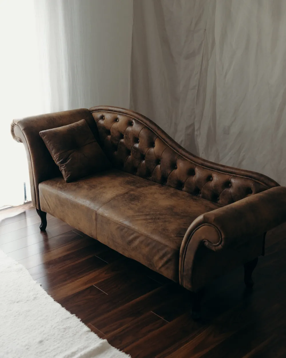 Left-Hand Chaise Longue LATTES Faux Suede Light Brown_940029