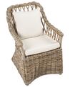 Gartensessel Rattan natürlich 2er Set Auflagen hellbeige MAROS II_932920