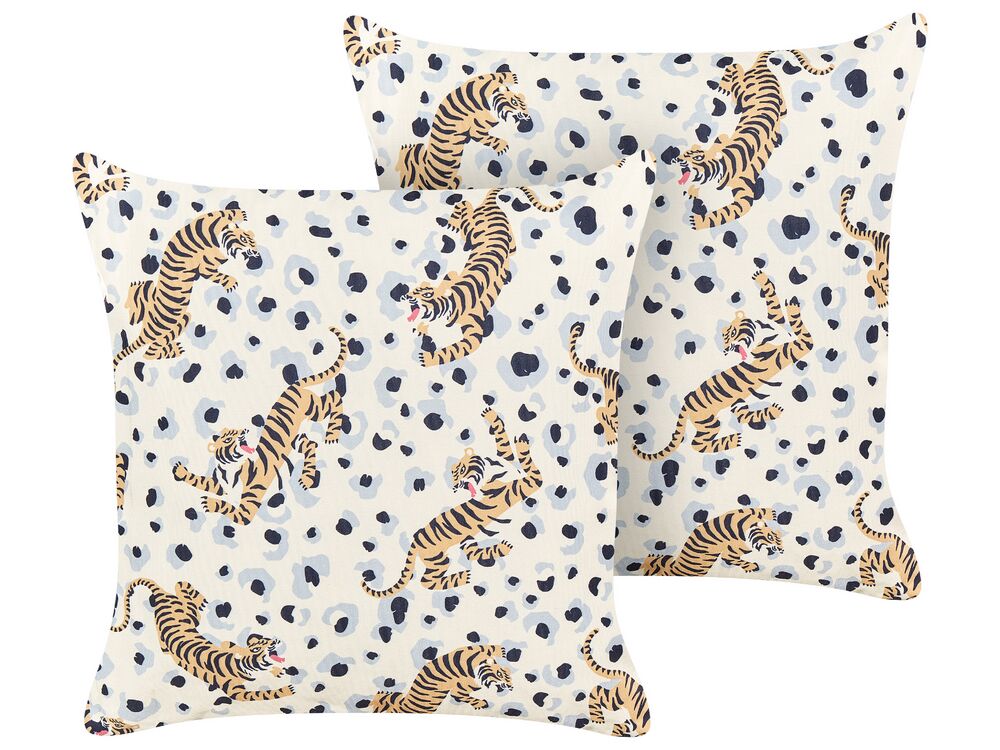 Set of 2 Outdoor Cushions ARENZANO Animal Pattern 45 x 45 cm Beige