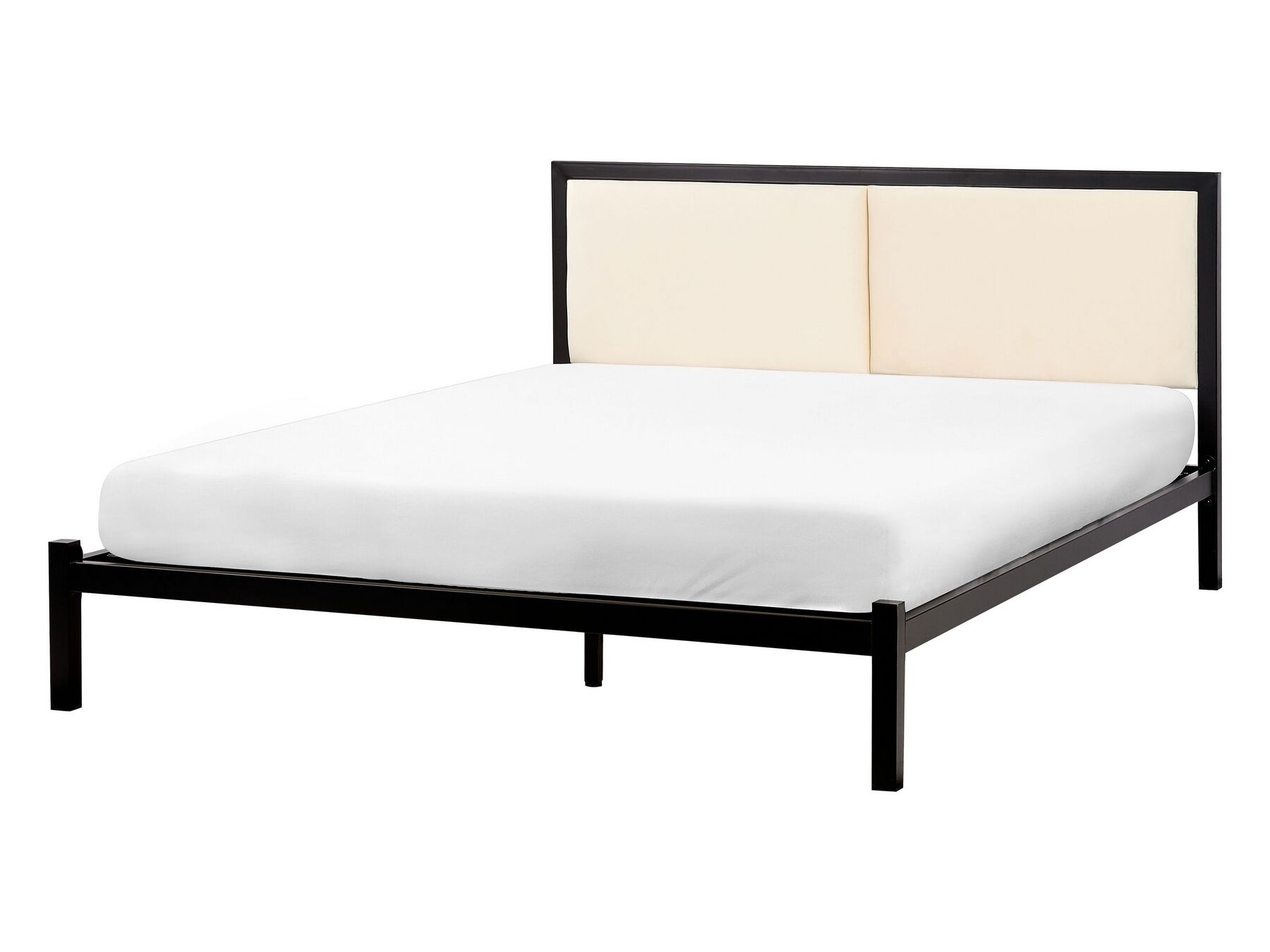 Cama de casal em metal preto e creme claro 140 x 200 cm CLAMART_931718