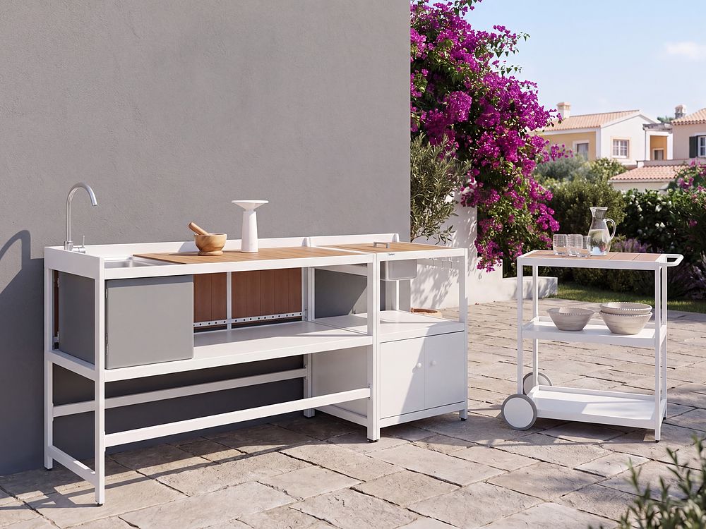 3 Piece Outdoor Kitchen Set with Sink ORTISEI White Metal
