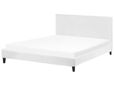 Zamatová posteľ 180 x 200 cm biela FITOU