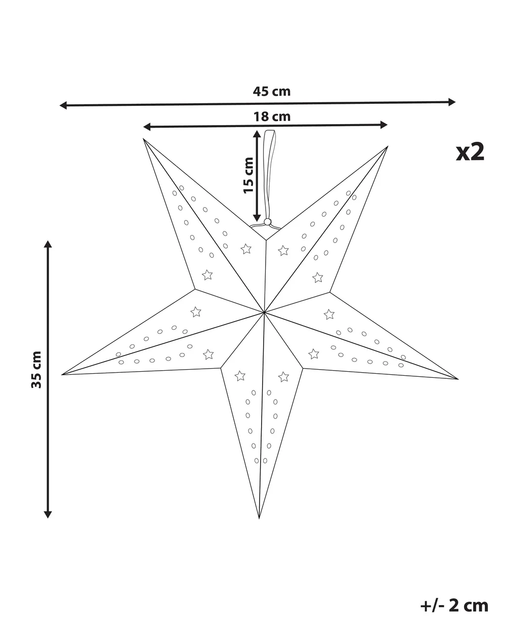 Zestaw 2 dekoracji wiszących LED MOTTI 45 cm Gwiazda Szmaragdowy_835547