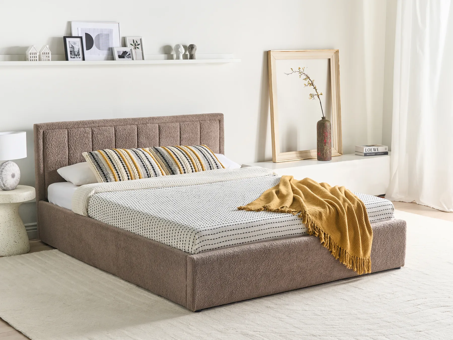 Ottoman Bed MONTLAUR Boucle Taupe 160 x 200 cm (EU King Size)_958596