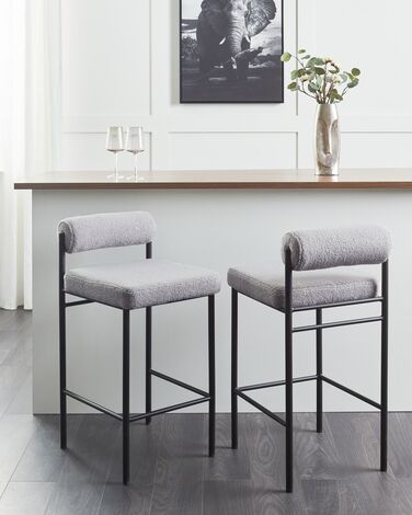 Set of 2 Boucle Bar Chairs Grey AMAYA