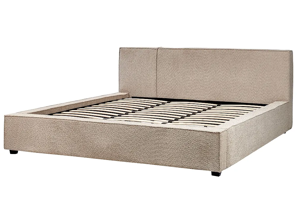 Lit avec sommier Bouclé MIRANDE 180 x 200 cm Taupe_1178976
