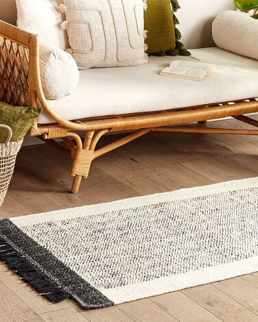 Wool Area Rug 80 x 150 cm Black and White KETENLI