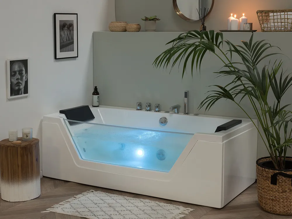 Corner Hot Tub with LED SAMANA 1740 x 790 mm White_759507