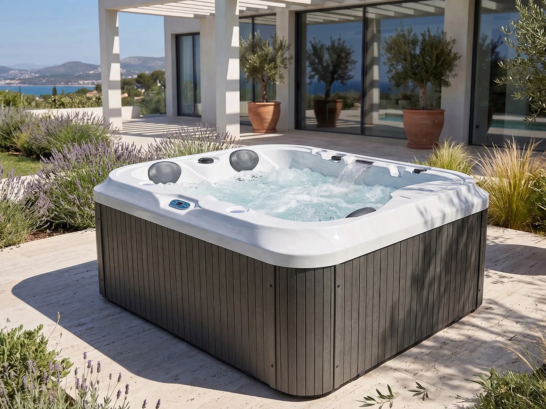 Outdoor Whirlwanne mit LED HORCONES Grau_1081905