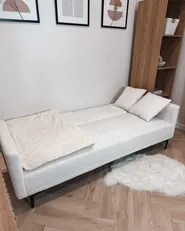 Sofa Bed 3 Seater LUCAN Boucle Off-White_1039234